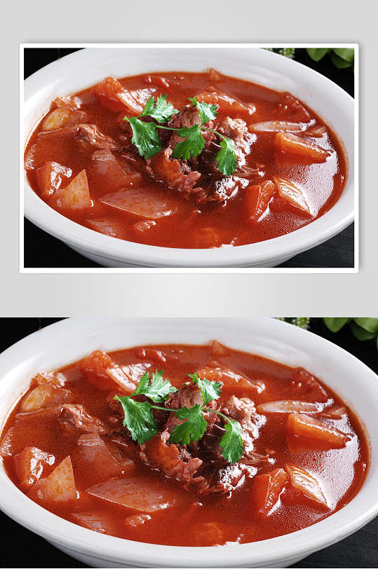 牛腩蕃茄鸭架汤美食摄影图片
