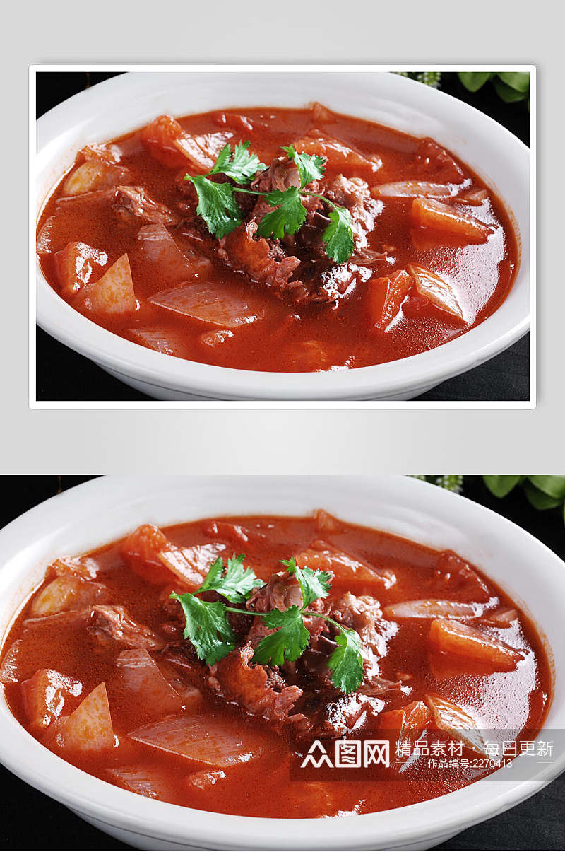 牛腩蕃茄鸭架汤美食摄影图片素材