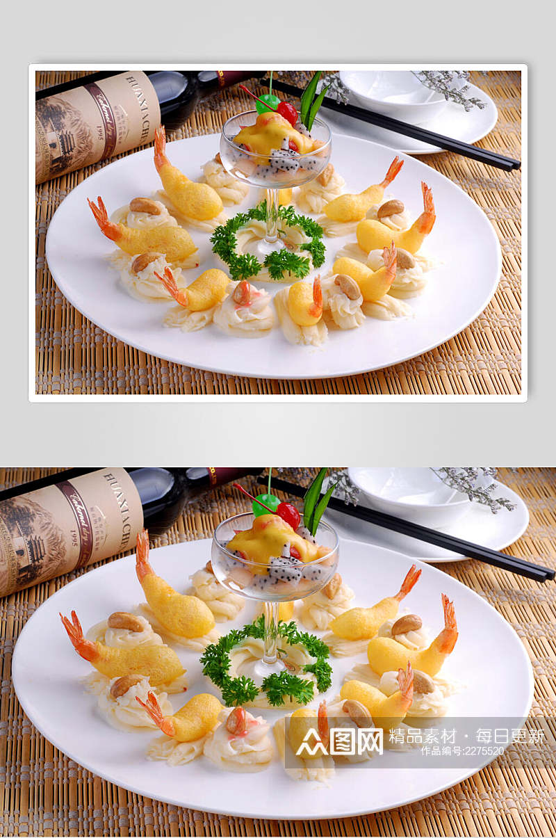豆泥沙拉虾美食图片素材