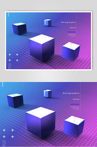 蓝色立体正方形抽象科技海报