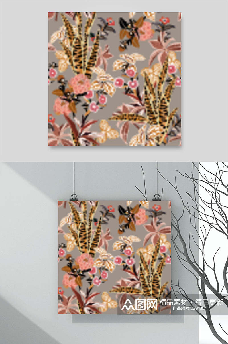 水彩轻奢植物花卉图片矢量背景素材素材