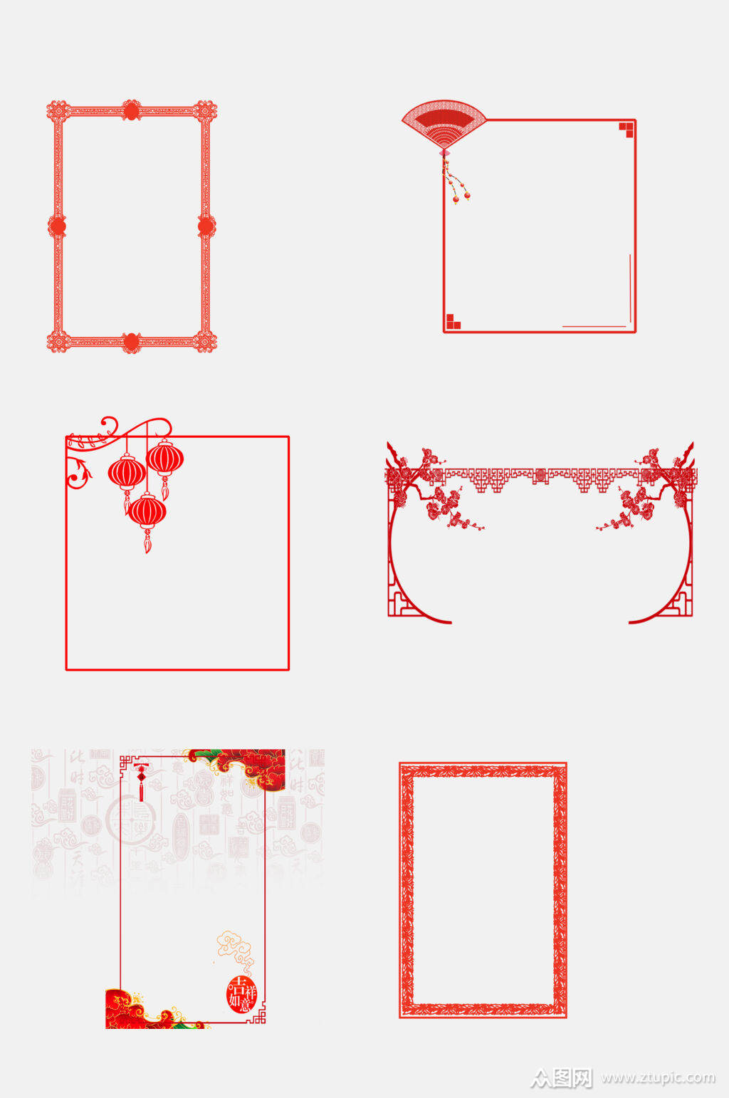 精致红色喜庆边框免抠素材