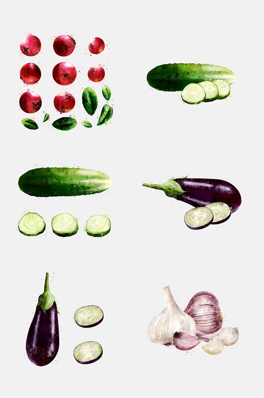 水彩蔬果免抠元素