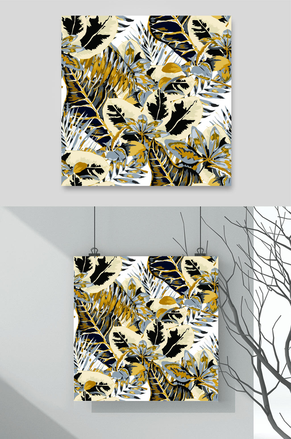 创意复古叶子花卉背景素材素材