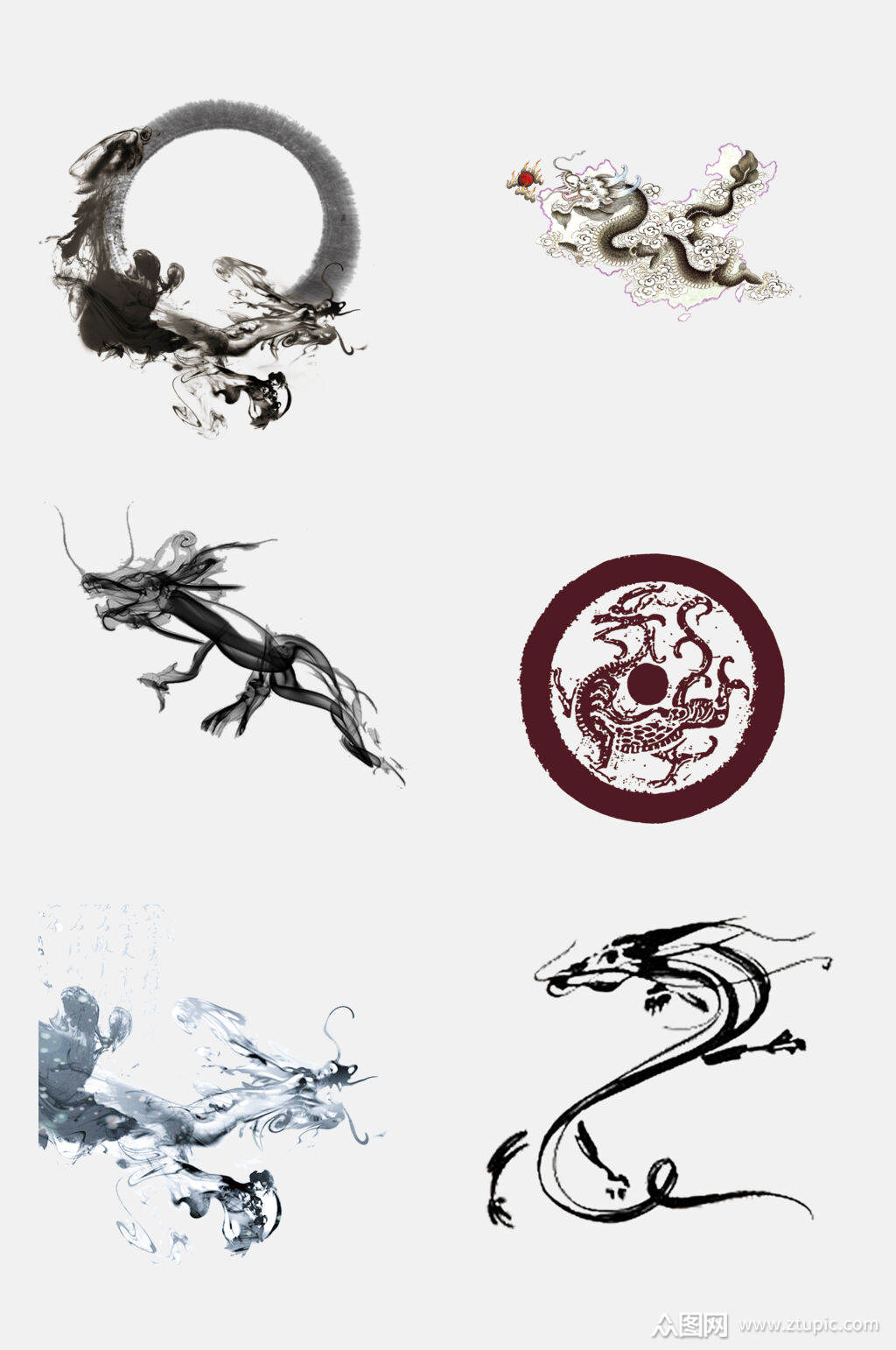 水墨中国风龙纹神龙免抠素材