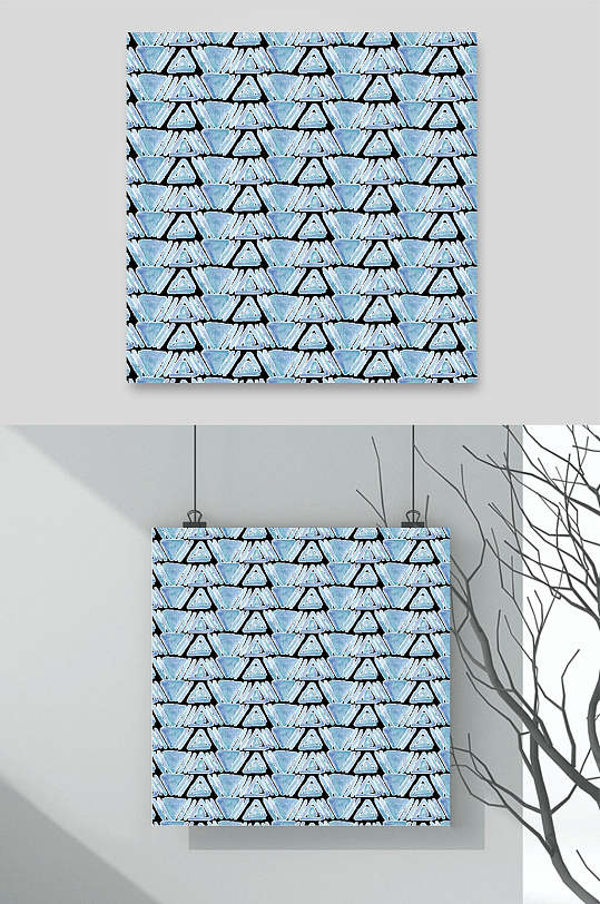 蓝色创意三角形花纹图案素材元素