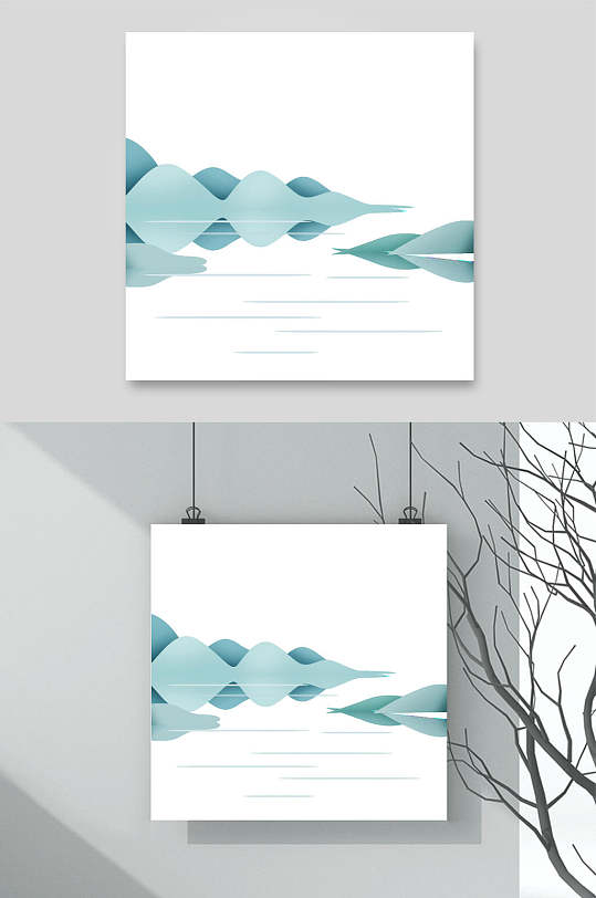 中国风山水河流元素