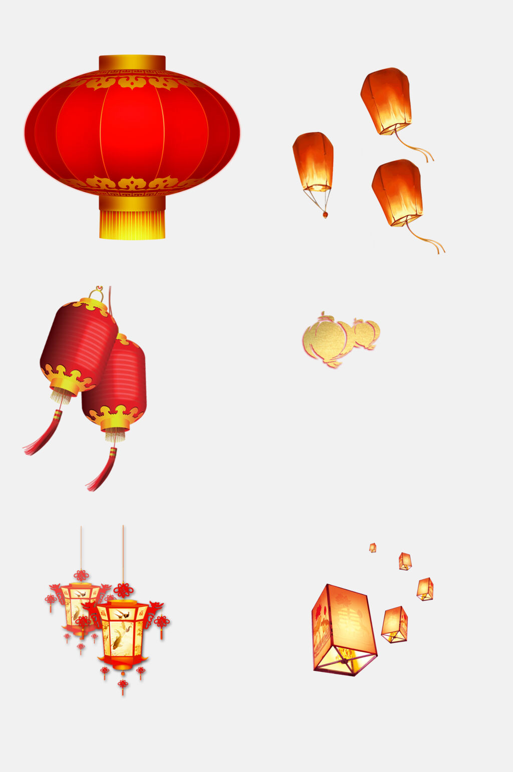 精致孔明灯灯笼免抠元素素材