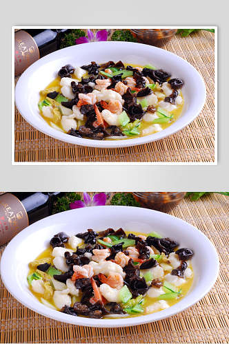 青瓜木耳蟹肉花食品图片