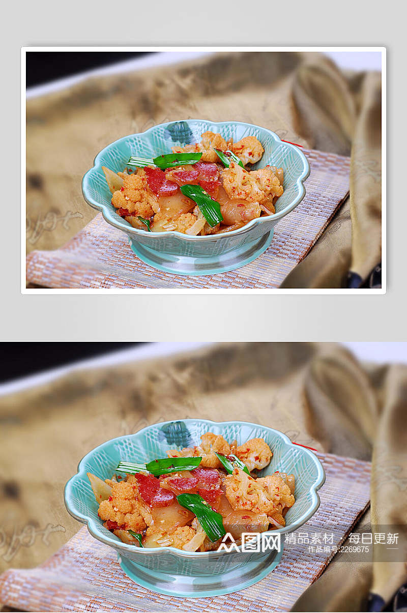 花菜炒风肉美食图片素材