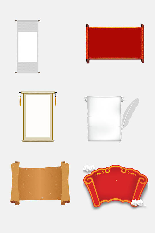 高端中国风圣旨画轴卷轴免抠素材