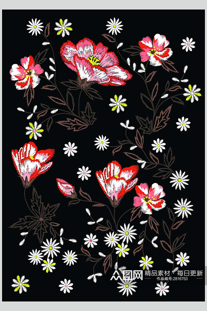 水彩创意雏菊花纹底图素材元素素材