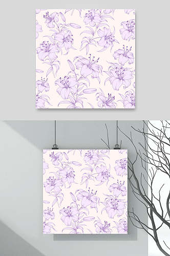 紫色淡雅百合花卉背景素材