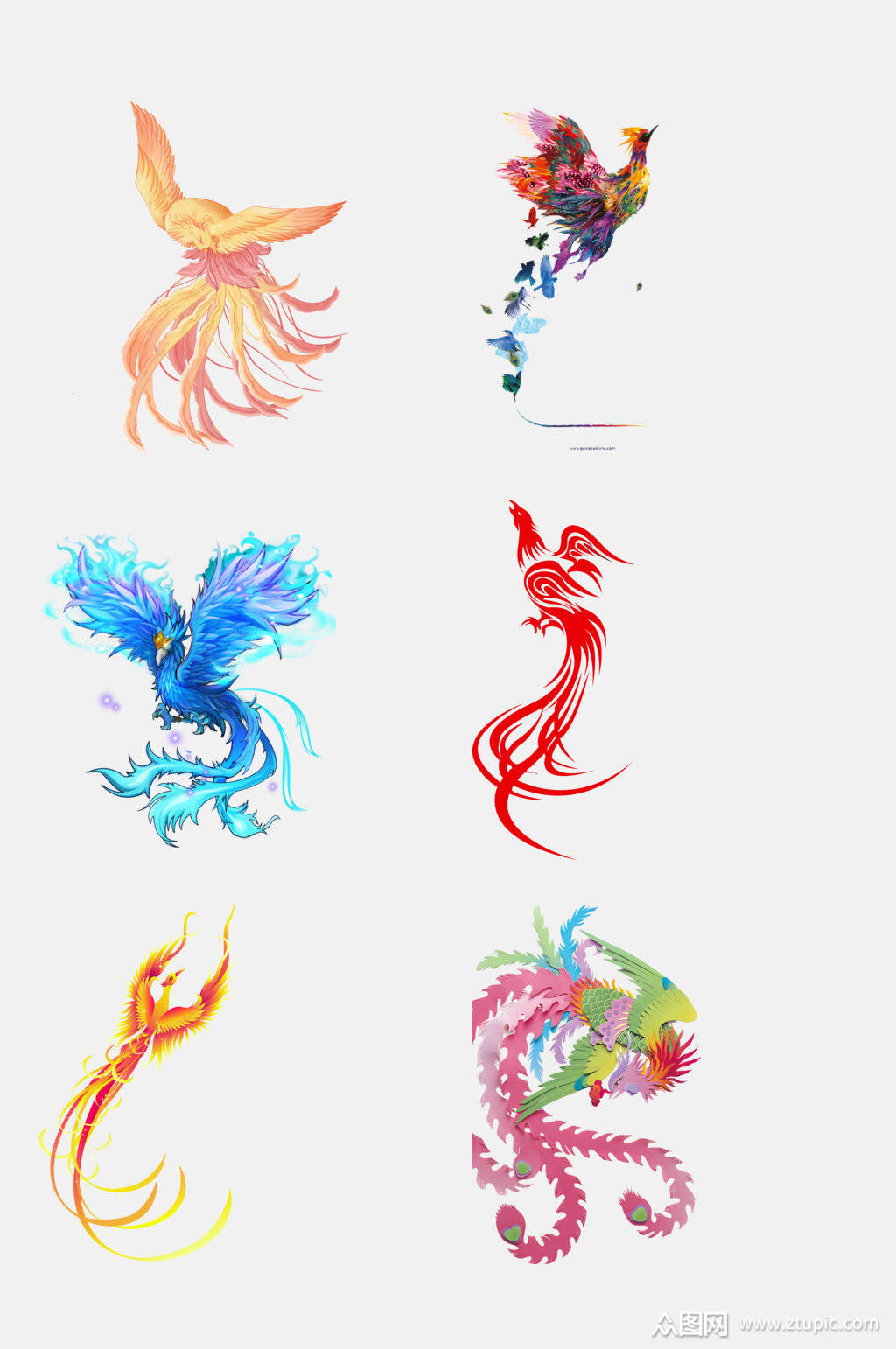 炫彩时尚凤凰免抠元素