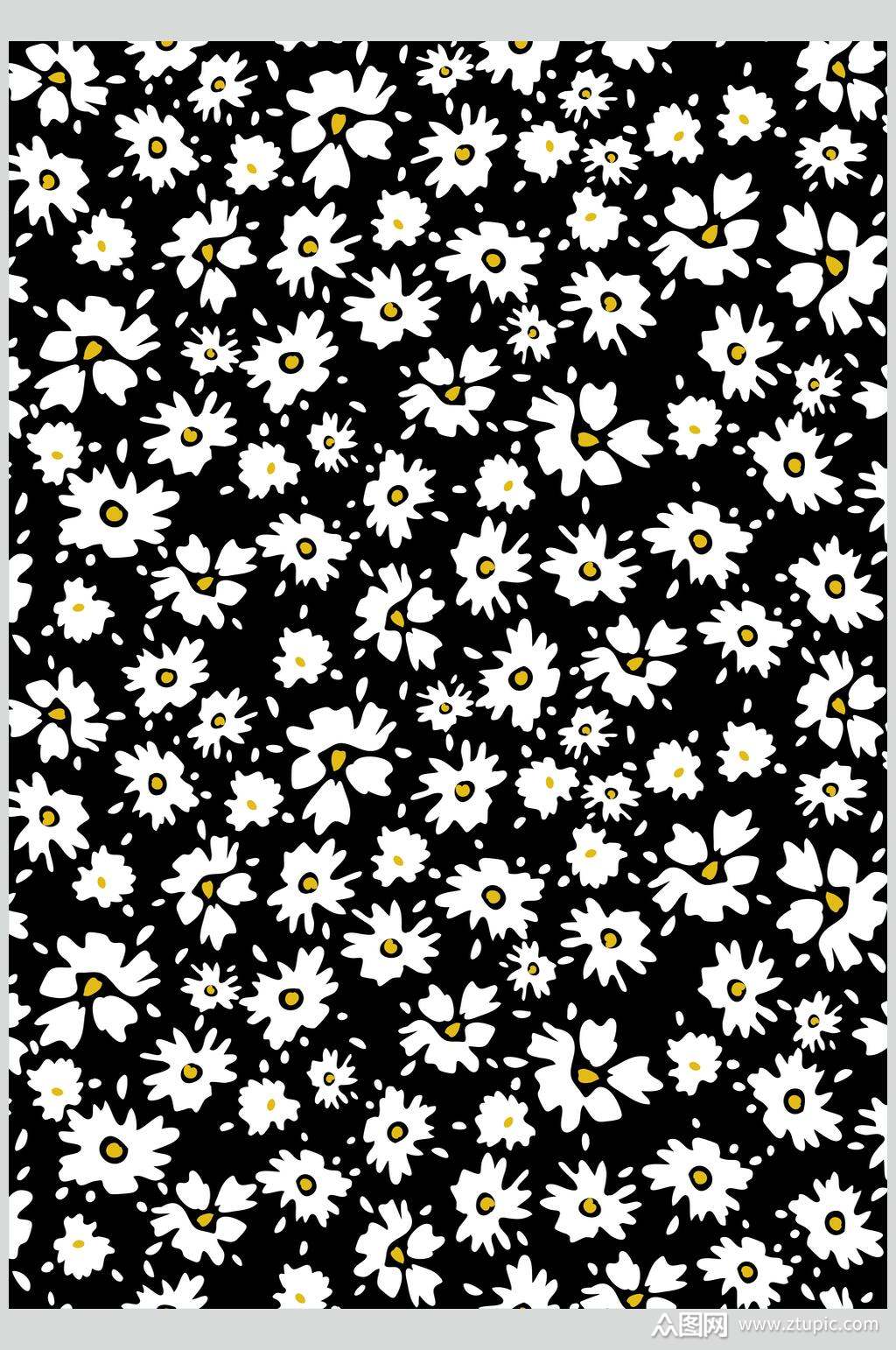 黑底雏菊花纹底图设计素材