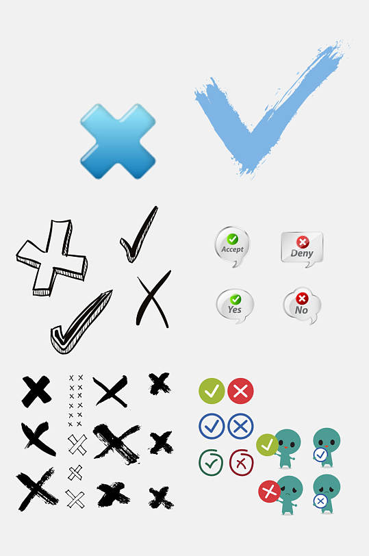 卡通创意勾叉对错图片免抠素材