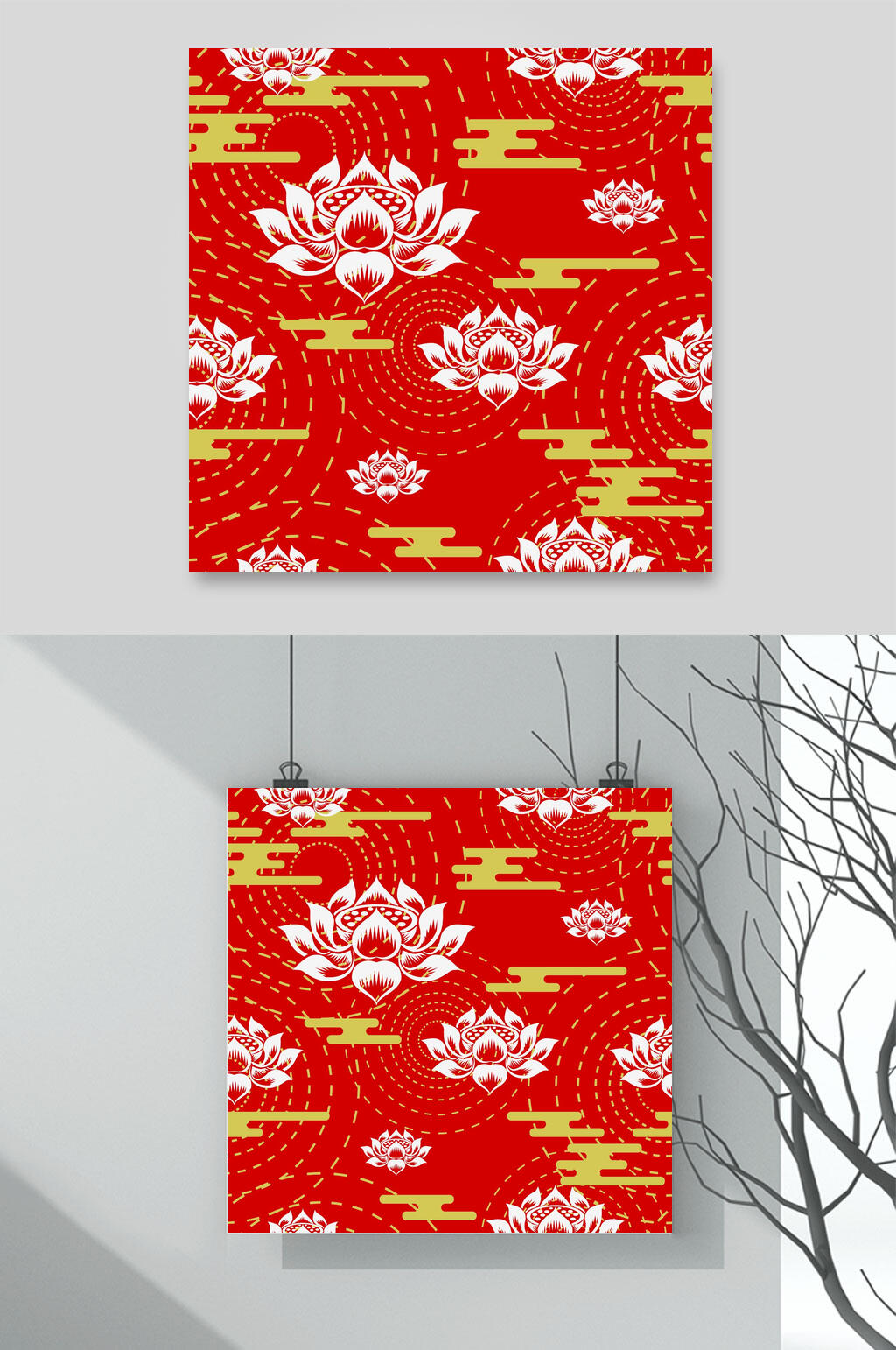 莲花传统图案素材素材