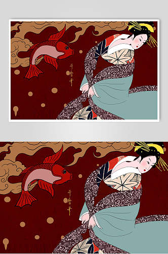 日本浮世绘艺妓插画素材
