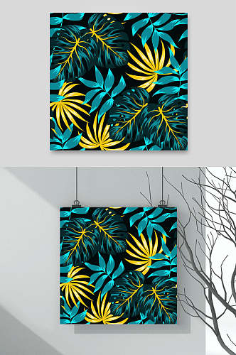 热带树叶植物芭蕉叶图案设计素材