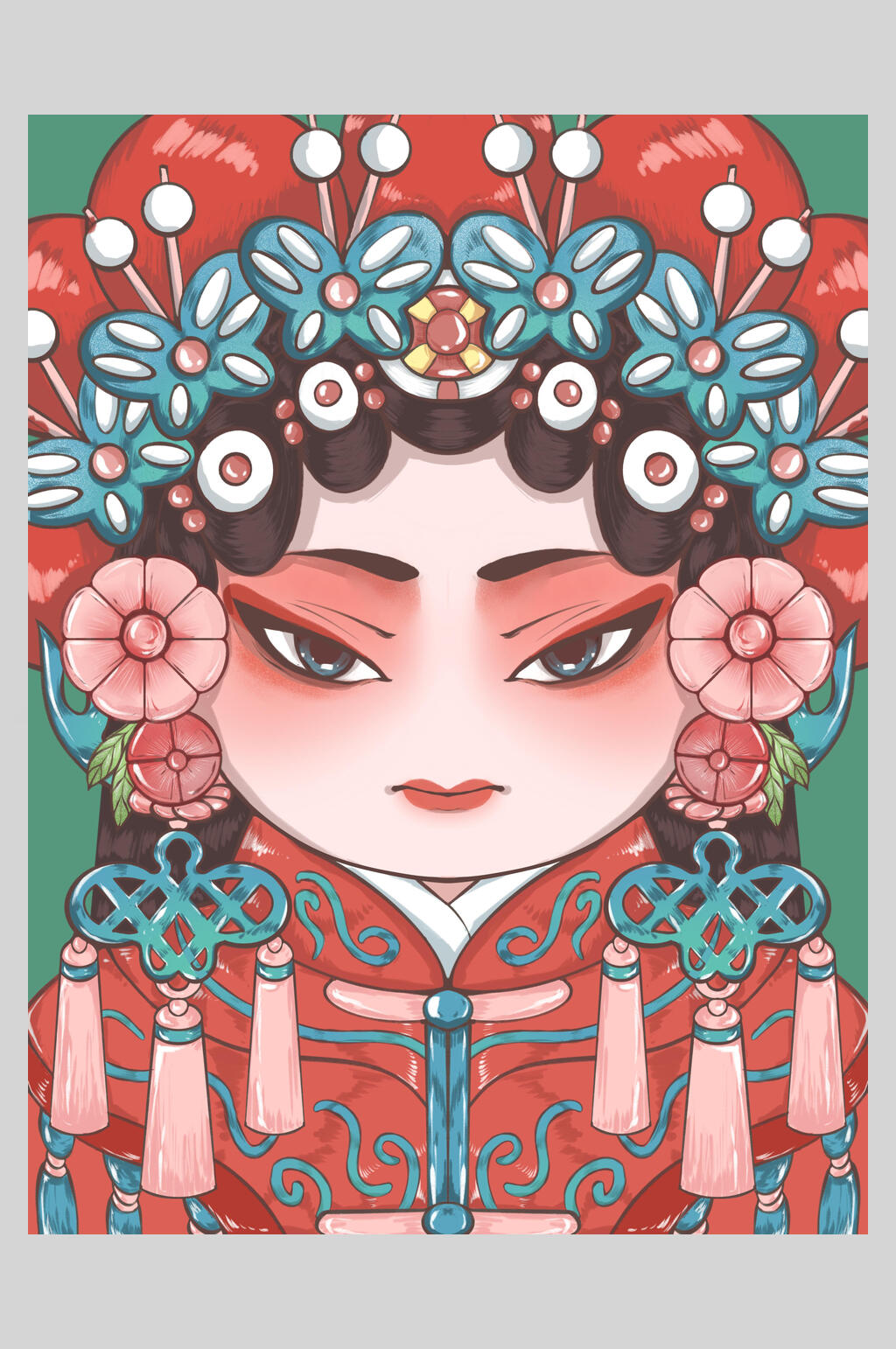 中式复古京剧插画素材素材