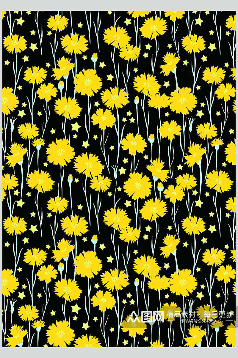 黄色雏菊花纹底图素材元素素材