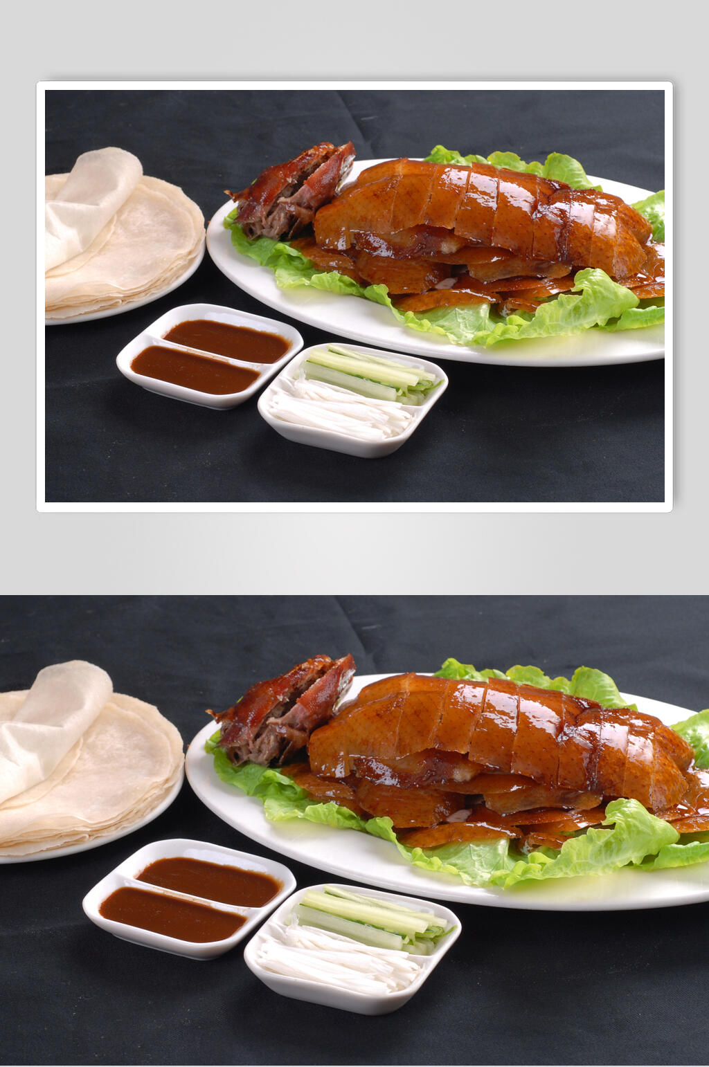 烤鸭盘装美食摄影图片素材