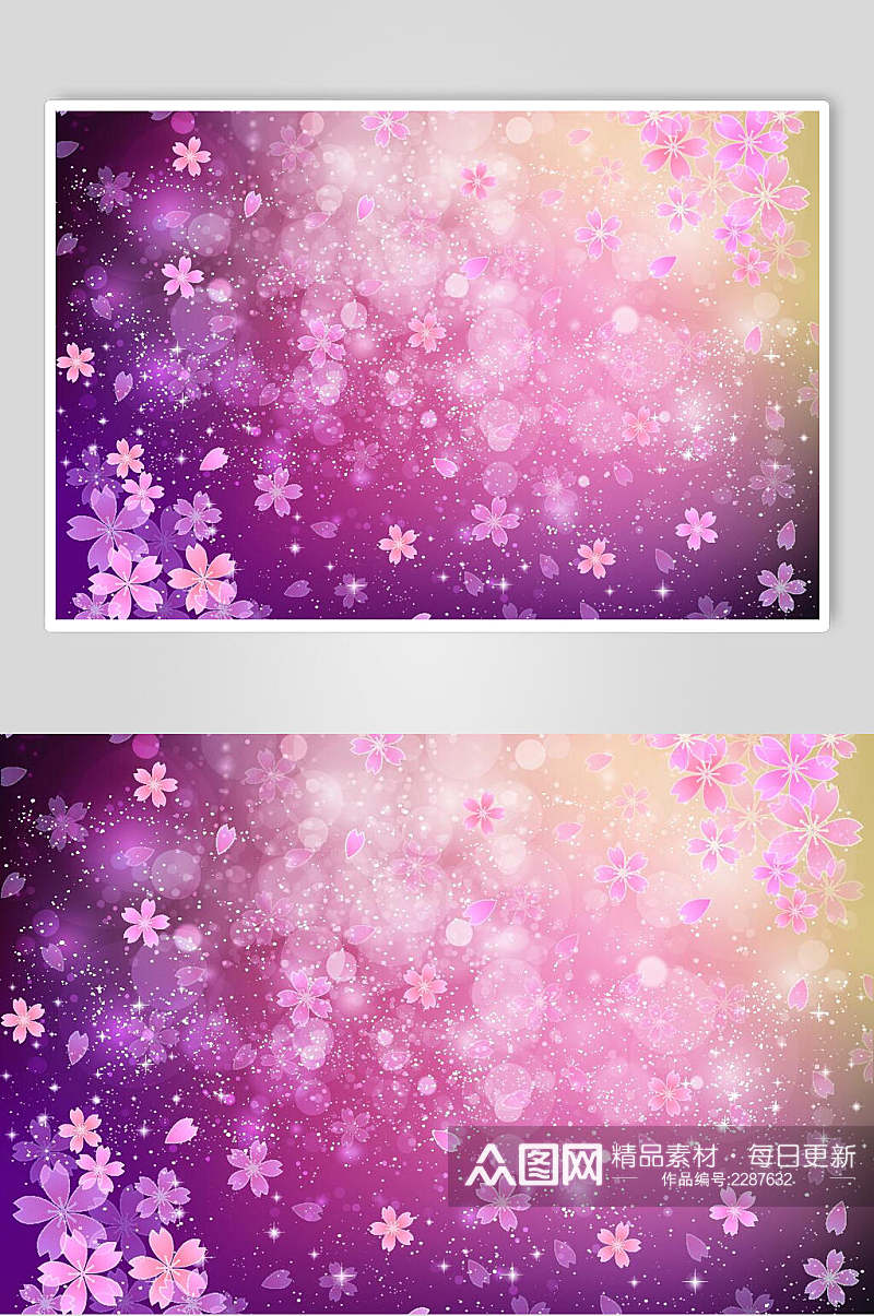 紫色花海樱花背景素材素材