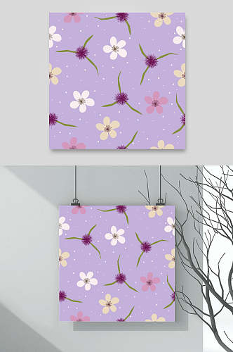 紫色时尚花朵花卉叶子背景素材
