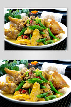 鸭青椒焖土鸡美食高清图片