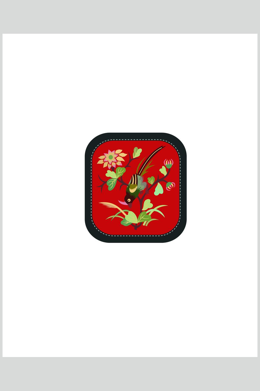 白底中国风圆形花纹素材素材
