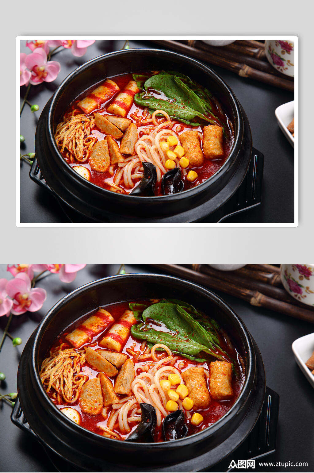 红油砂锅米线食物图片素材