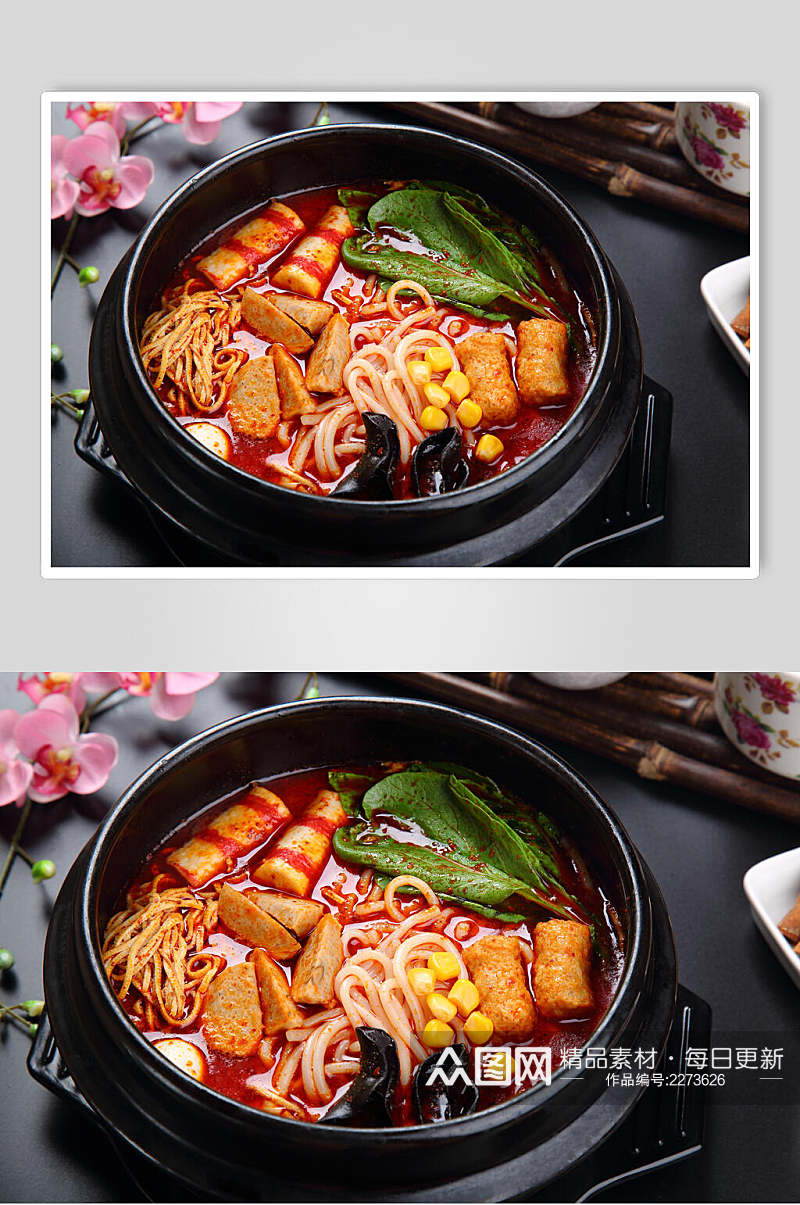 红油砂锅米线食物图片素材