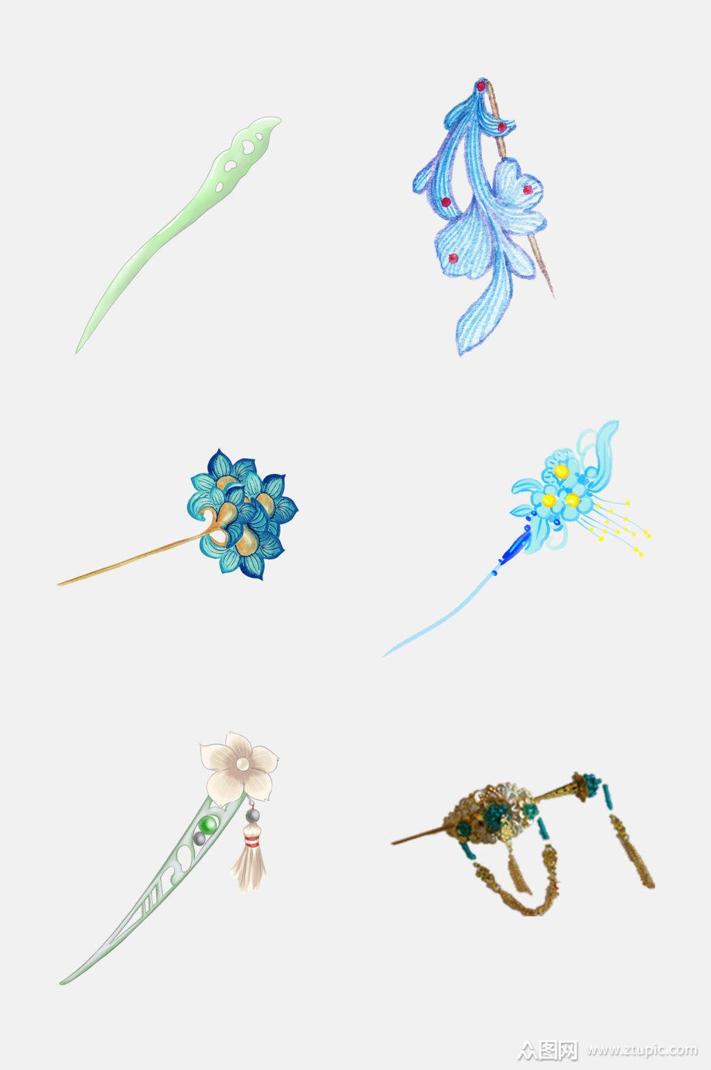 中国风精美古风配饰发簪免抠素材素材