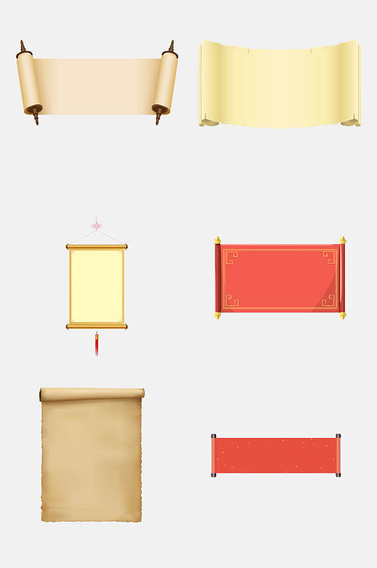 极简中国风圣旨画轴卷轴免抠素材