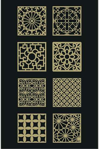 中式黑金古代花纹设计素材