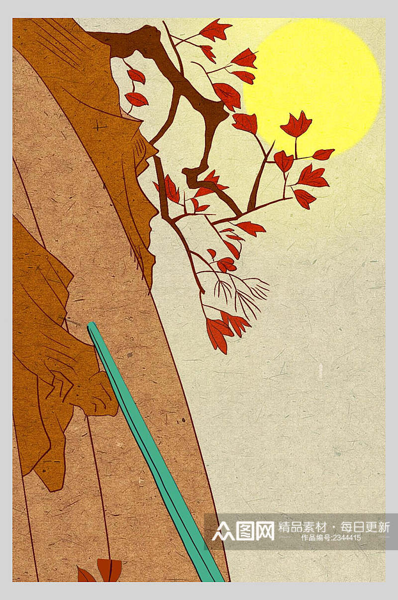 枫叶日本浮世绘插画素材素材