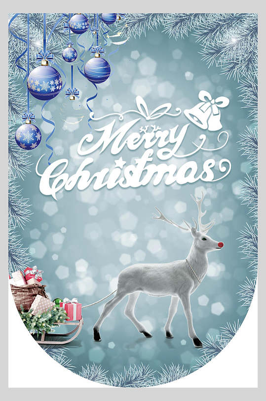 圣诞麋鹿雪车圣诞吊旗