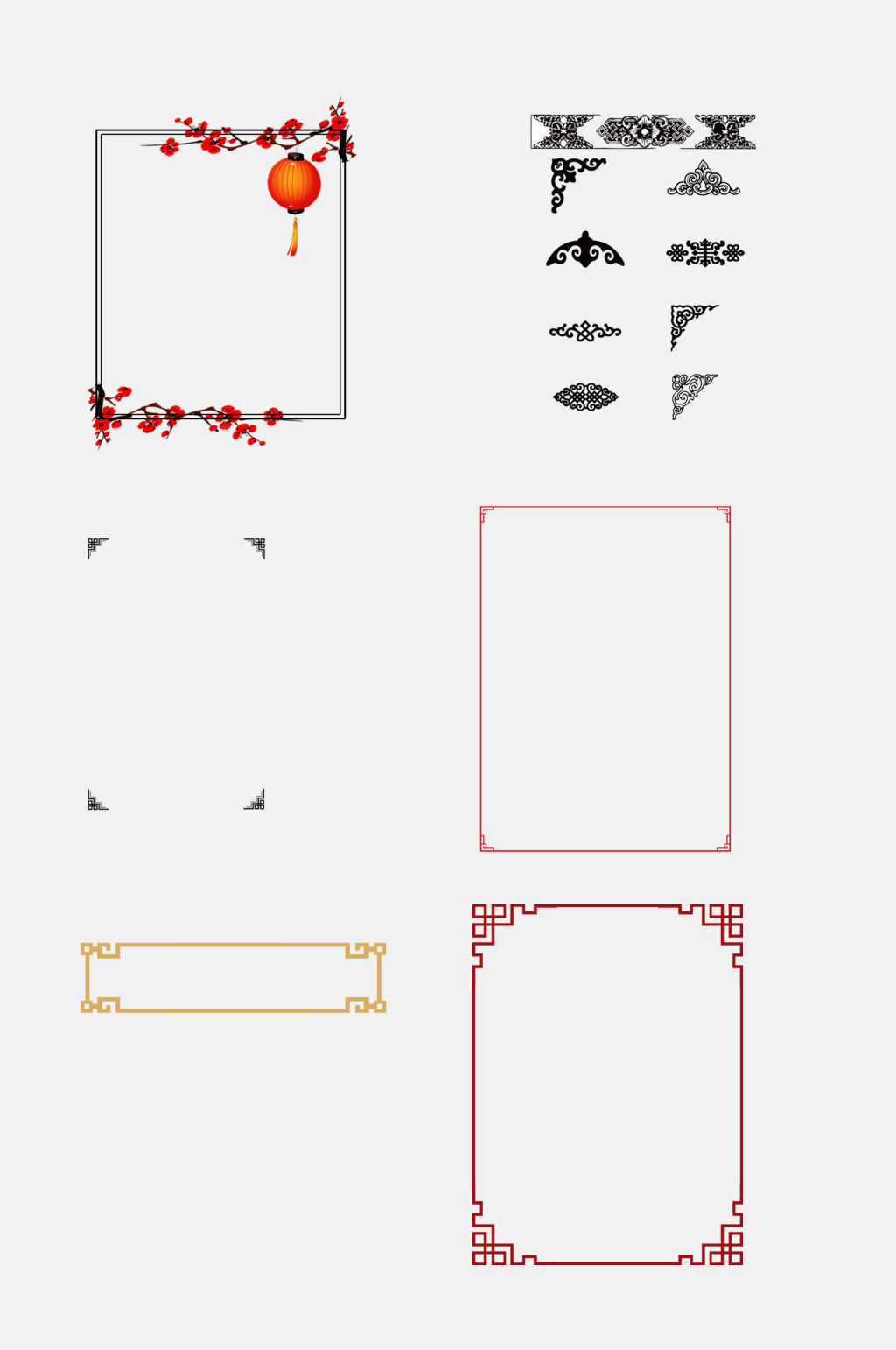 清新典雅中式古风边框免抠素材