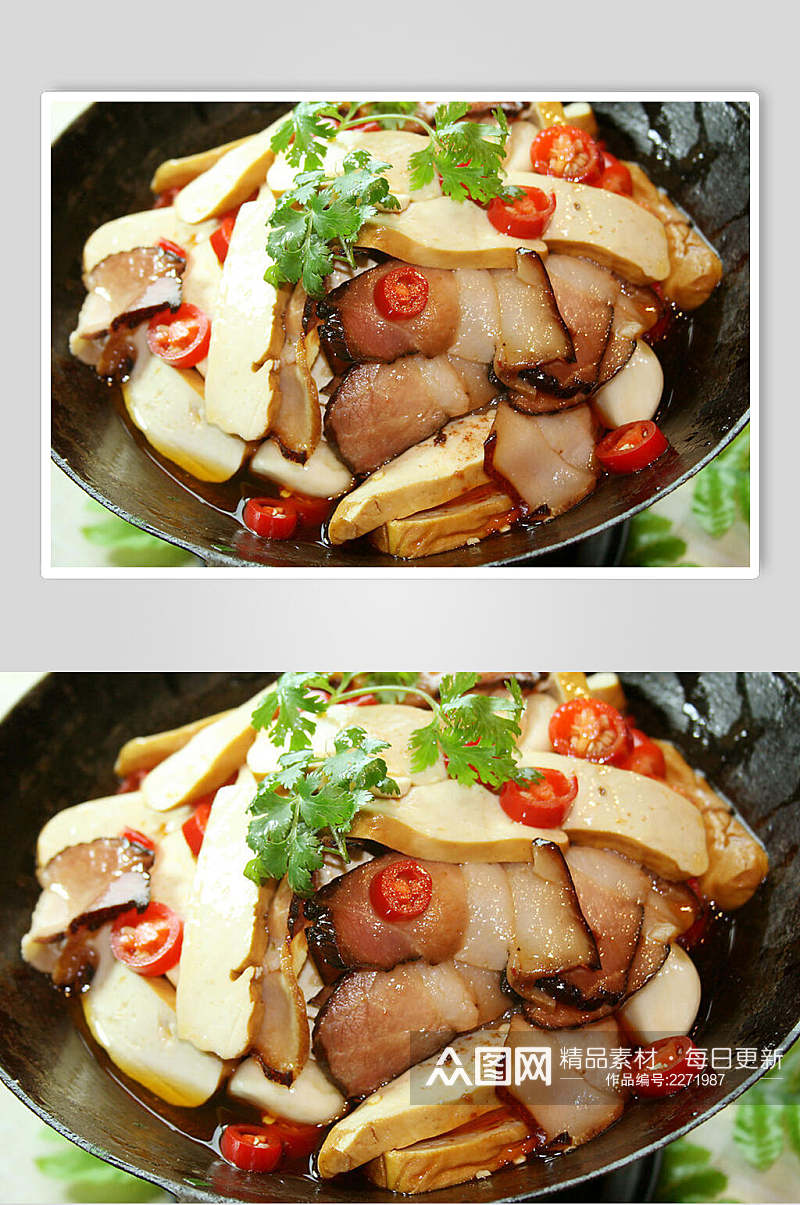招牌干锅香干腊肉食品摄影图片素材