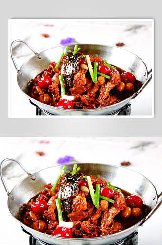 干锅甲鱼焖鸡杂美食高清图片