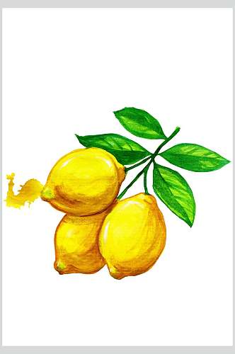 水彩柠檬水果素材