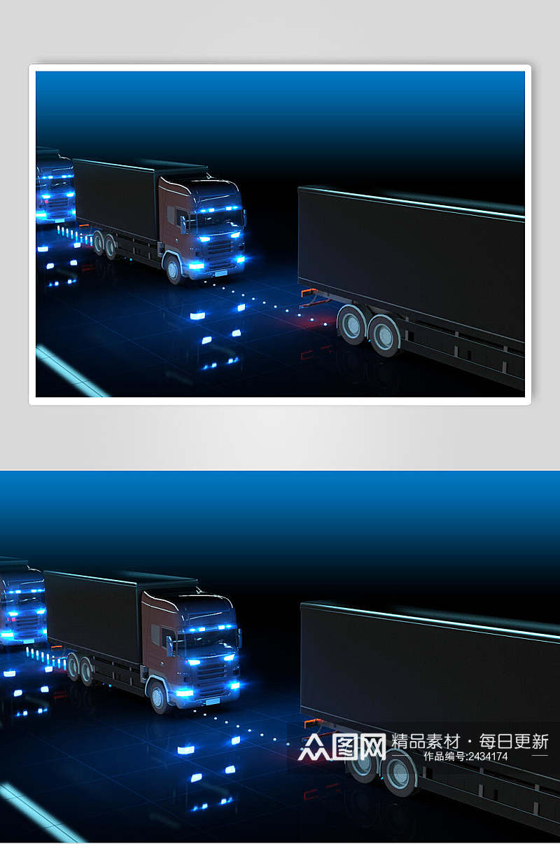 蓝色物流货车运输场景图片素材素材