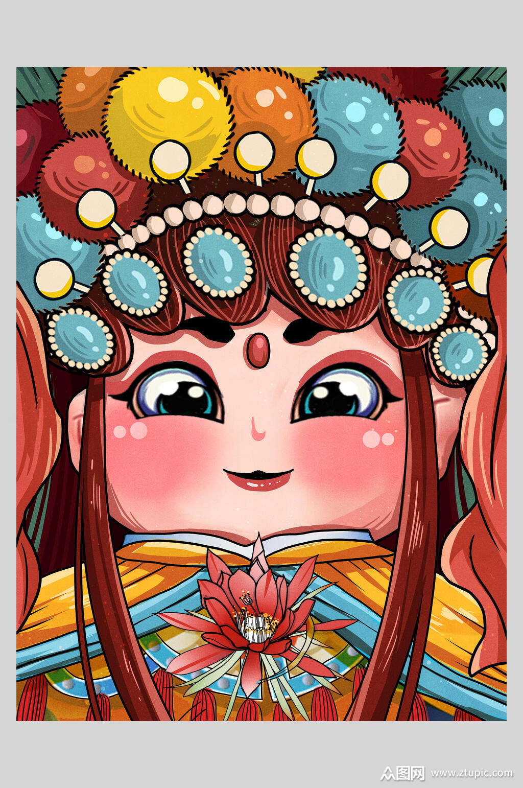 中式国潮京剧插画素材素材