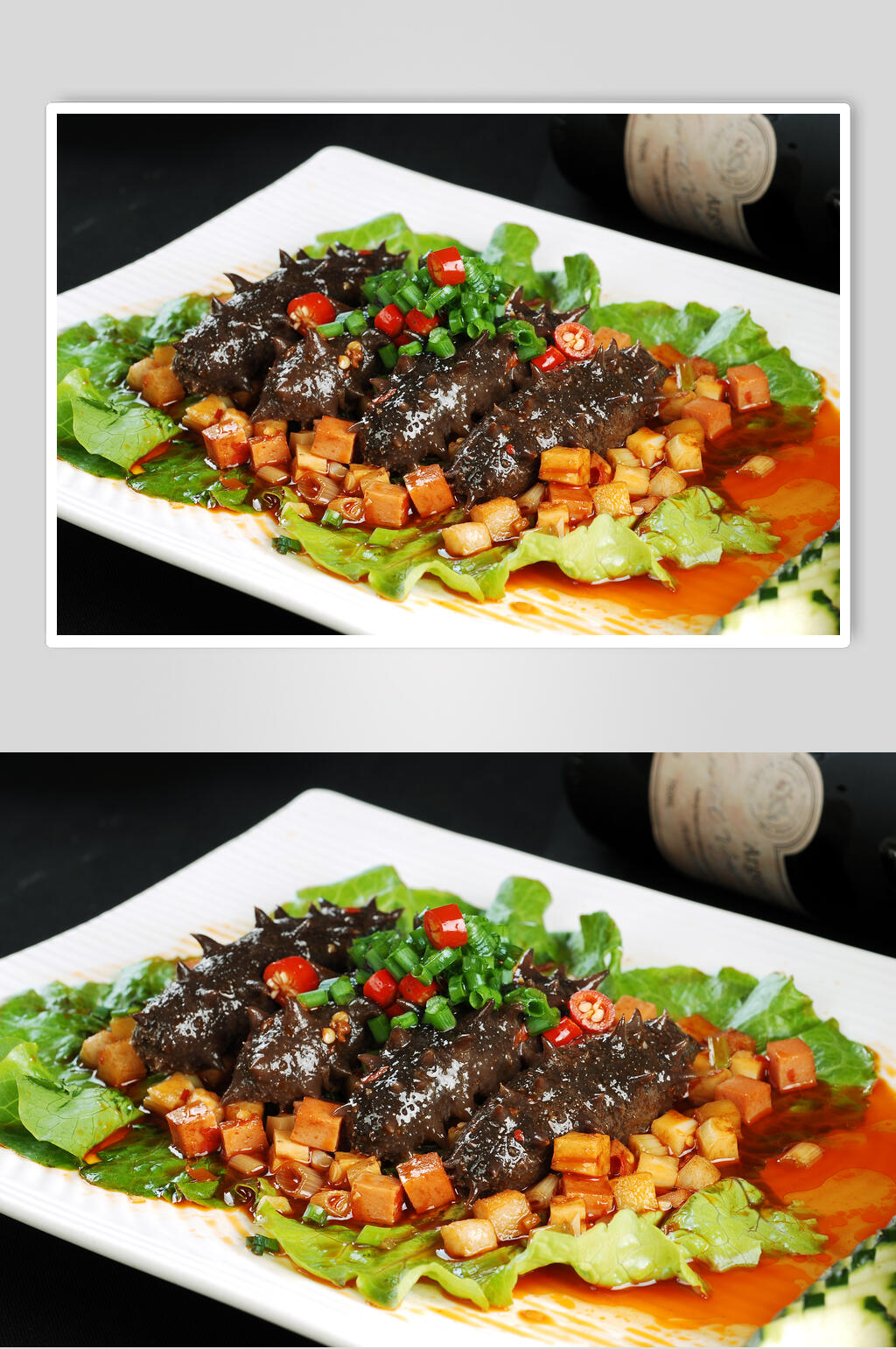 香辣美味干烧辽参美食图片素材