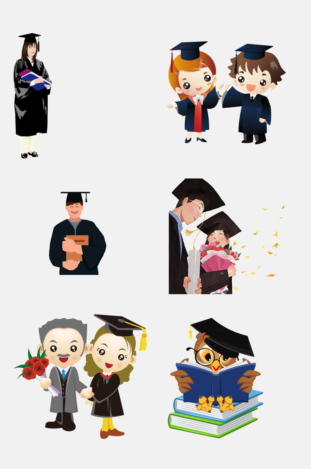 高校学士服大学毕业季博士帽学士帽免抠素材素材