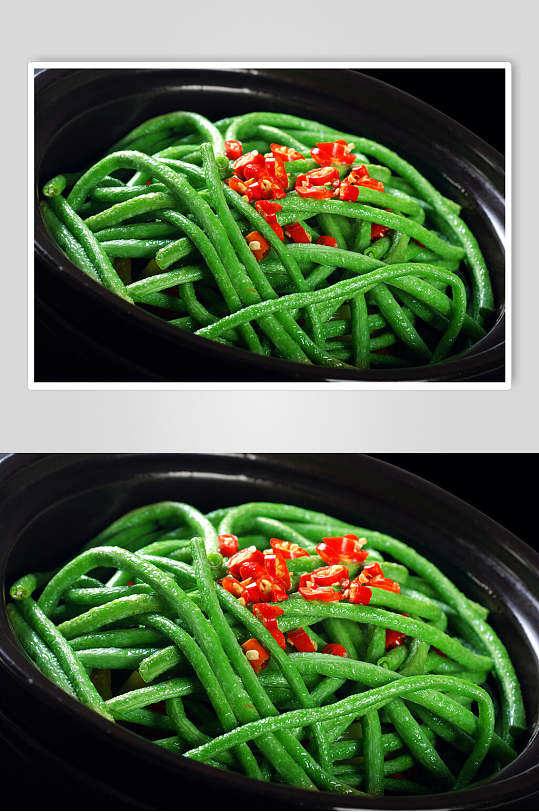 招牌绿色生煎长豆角食品高清图片