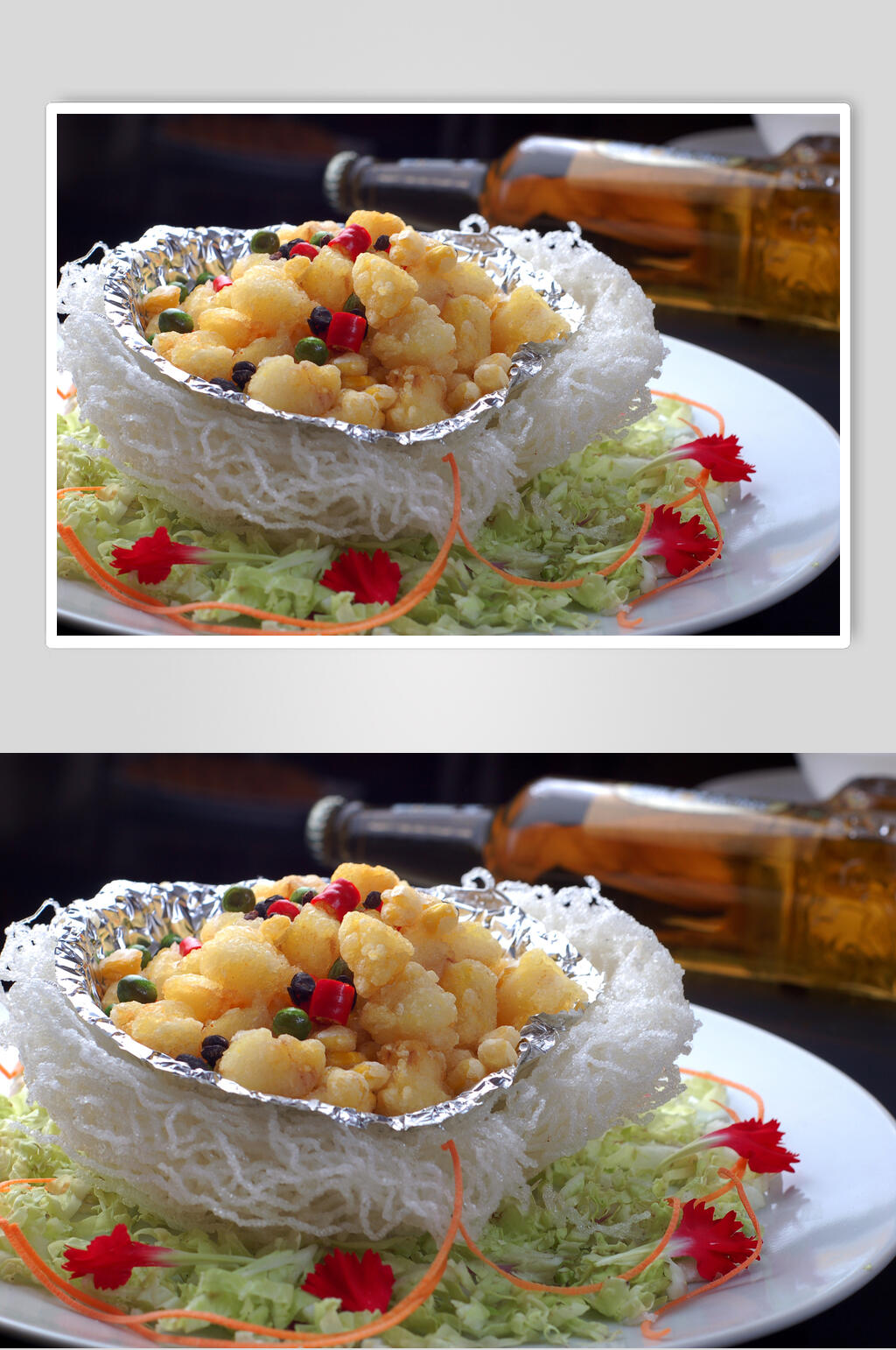 热菜五彩银日鱼食物高清图片素材