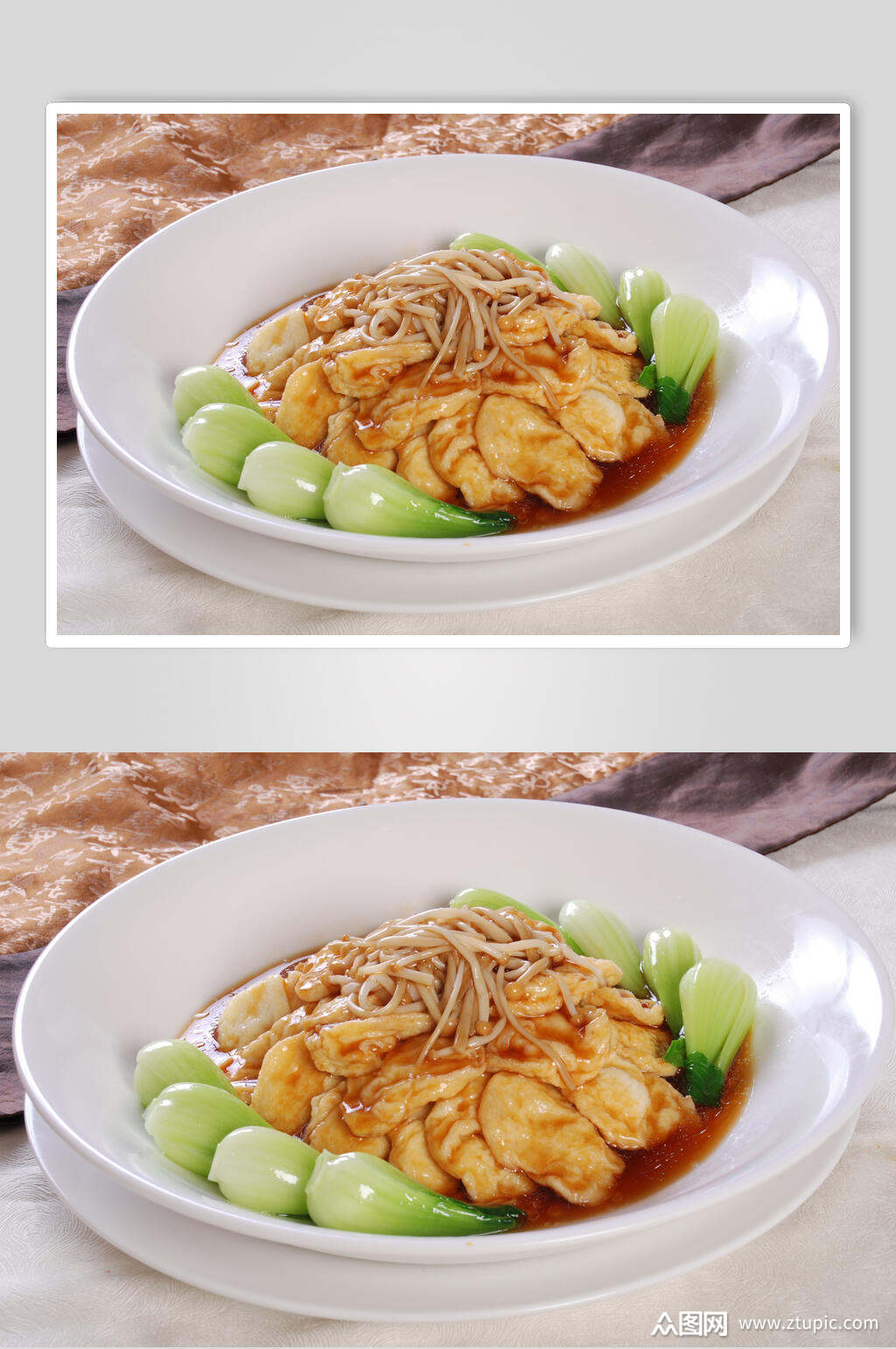 金针菇炆鱼腐食品图片素材