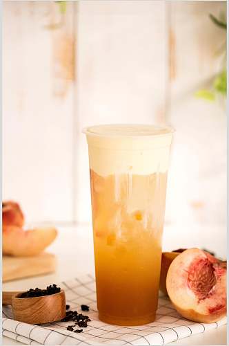 水蜜桃果汁奶茶图片