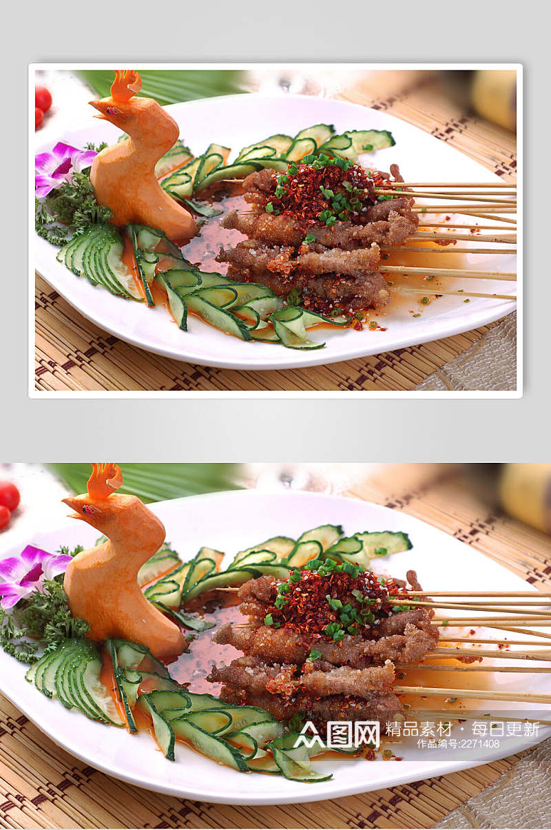 孔雀羊肉串美食图片素材
